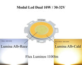 Led Cob 28mm - 10W, Lumina Cald/Rece
