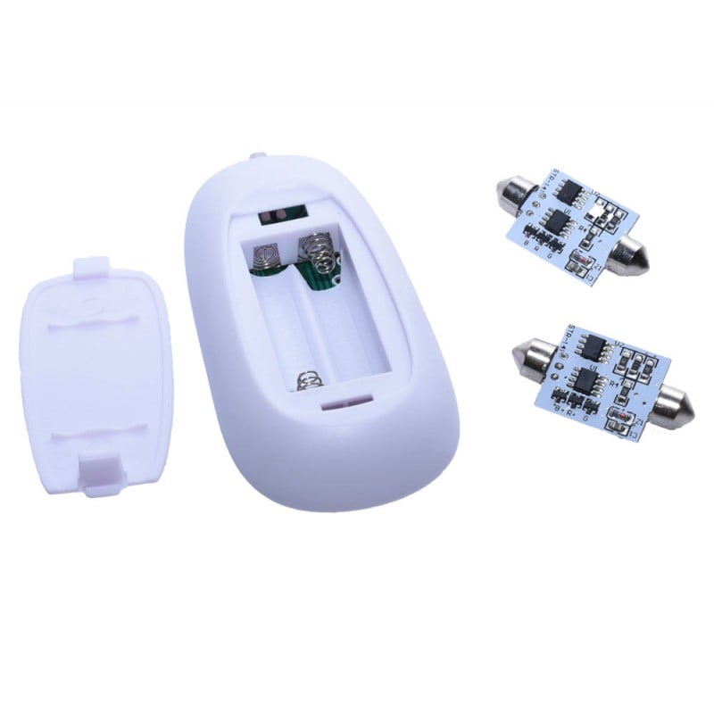 LED Auto RGB cu Telecomanda, Soclu Feston 36mm, Set 2 Buc