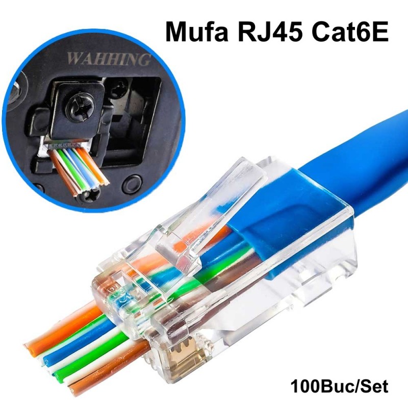 Set Mufa UTP RJ45 Plastic CAT6E + CUT 100b/set