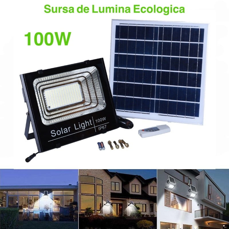 Proiector Solar Led 100W cu Telecomanda
