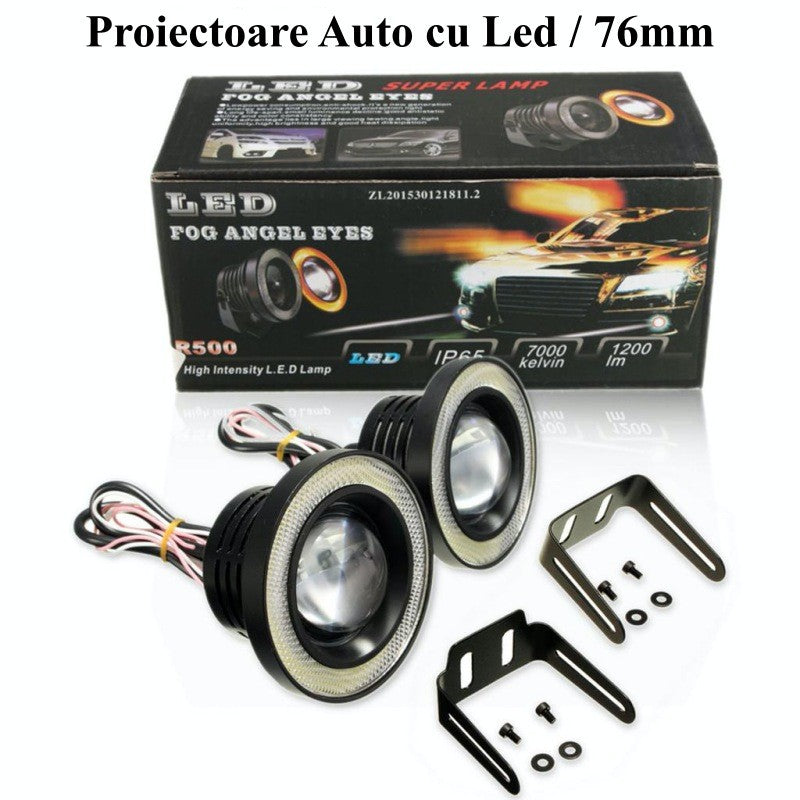 Set Proiectoare Auto LED Universale, 76MM / 10W / 3200LM