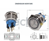 Buton Push Metalic, 220V, 22mm, cu Retinere, Led Albastru, ElectroAZ