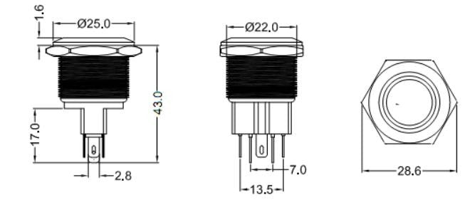 Push Buton 22mm/24V Led Alb