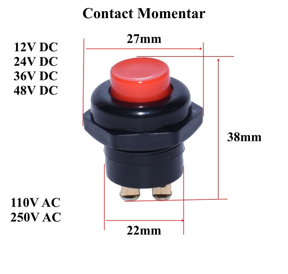 Push Buton Plastic de Impuls 12VDC / 250VAC