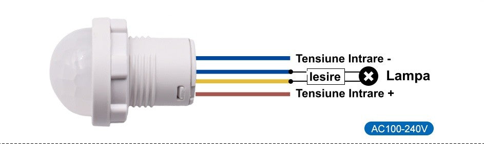 Senzor Pir 110-220V cu 4 Fire 28x37mm