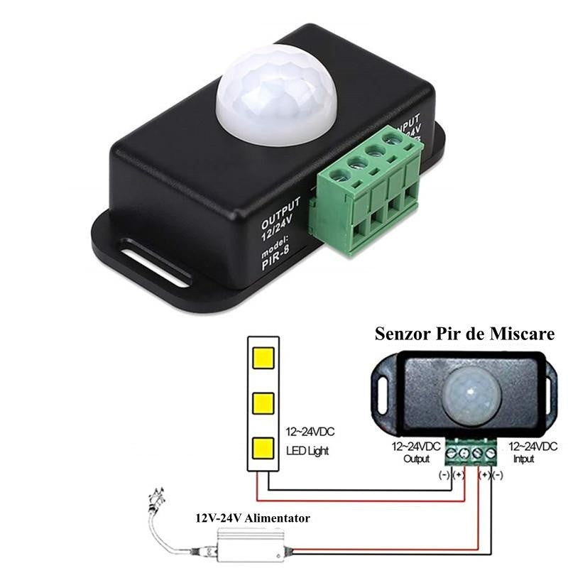 Senzor PIR-8 Comutator Miscare 24V-6A