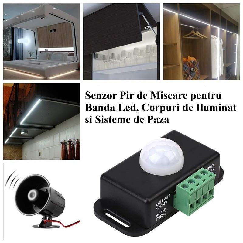 Senzor PIR-8 Comutator Miscare 24V-6A