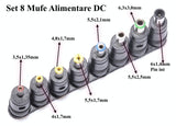 Set 8 Mufe Adaptoare, Alimentare DC 2.1mm, Diverse Mufe Output