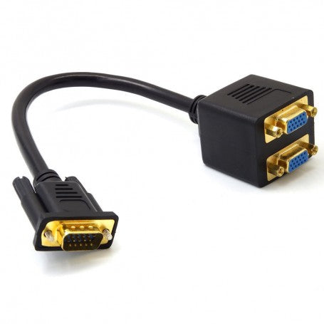 Spliter VGA Tata - 2 VGA Mama/Negru