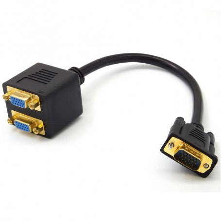 Spliter VGA Tata - 2 VGA Mama/Negru