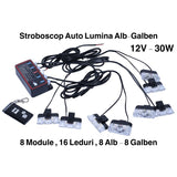 Lumini Auto Tip Stroboscop, Interventii, Control din Telecomanda, 30W, Alb-Galben