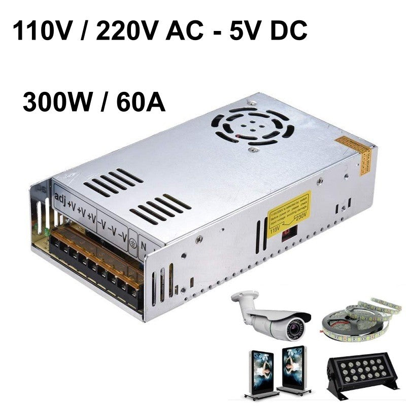 Sursa de Alimentare Metalica cu Ventilator, 5V, 60A, Putere 300W, ElectroAZ