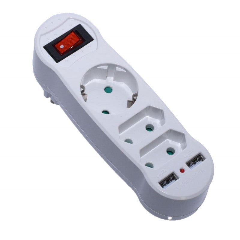 Triplu Stecher 2 Euro+1 Schuko cu 2 USB