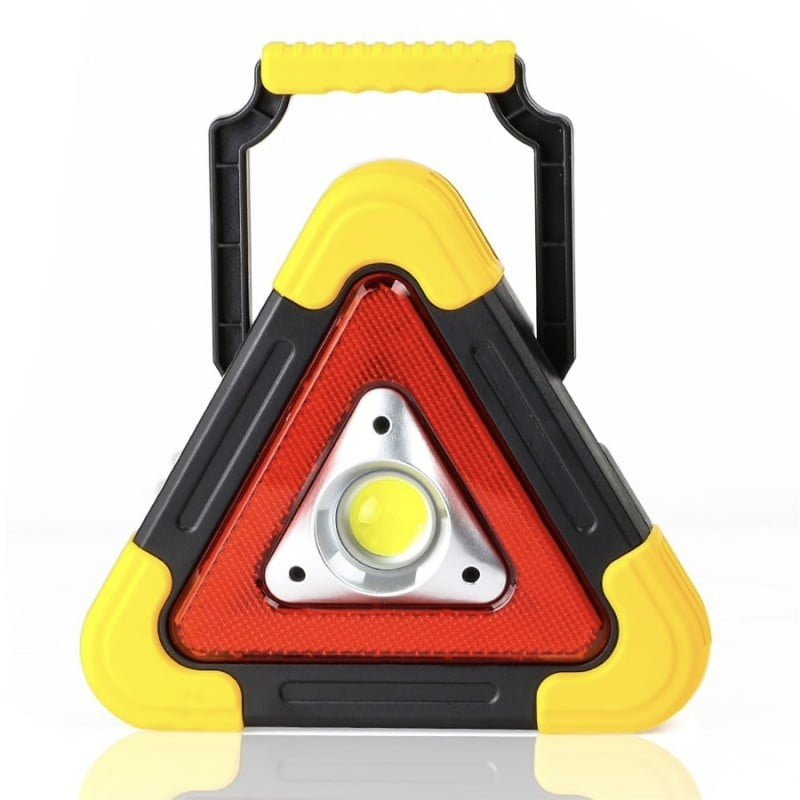 Triunghi Auto de Avertizare cu Lumina, Acumulator + Incarcare Solara